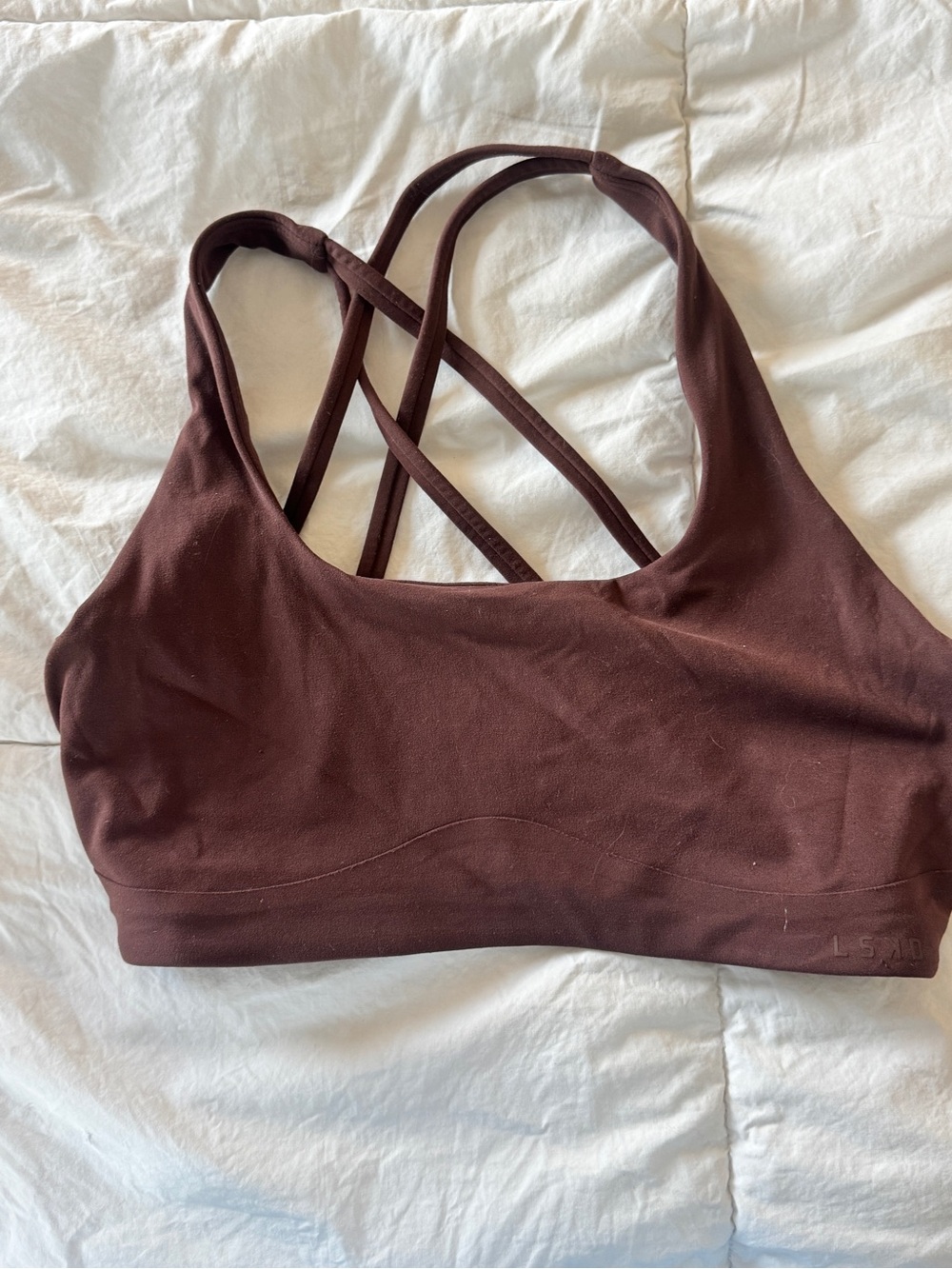 Cross-Back Stretch Sports Bralette in Deep Brown